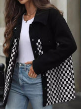 Checkered Snap Down Long Sleeve Jacket OutfitFlow